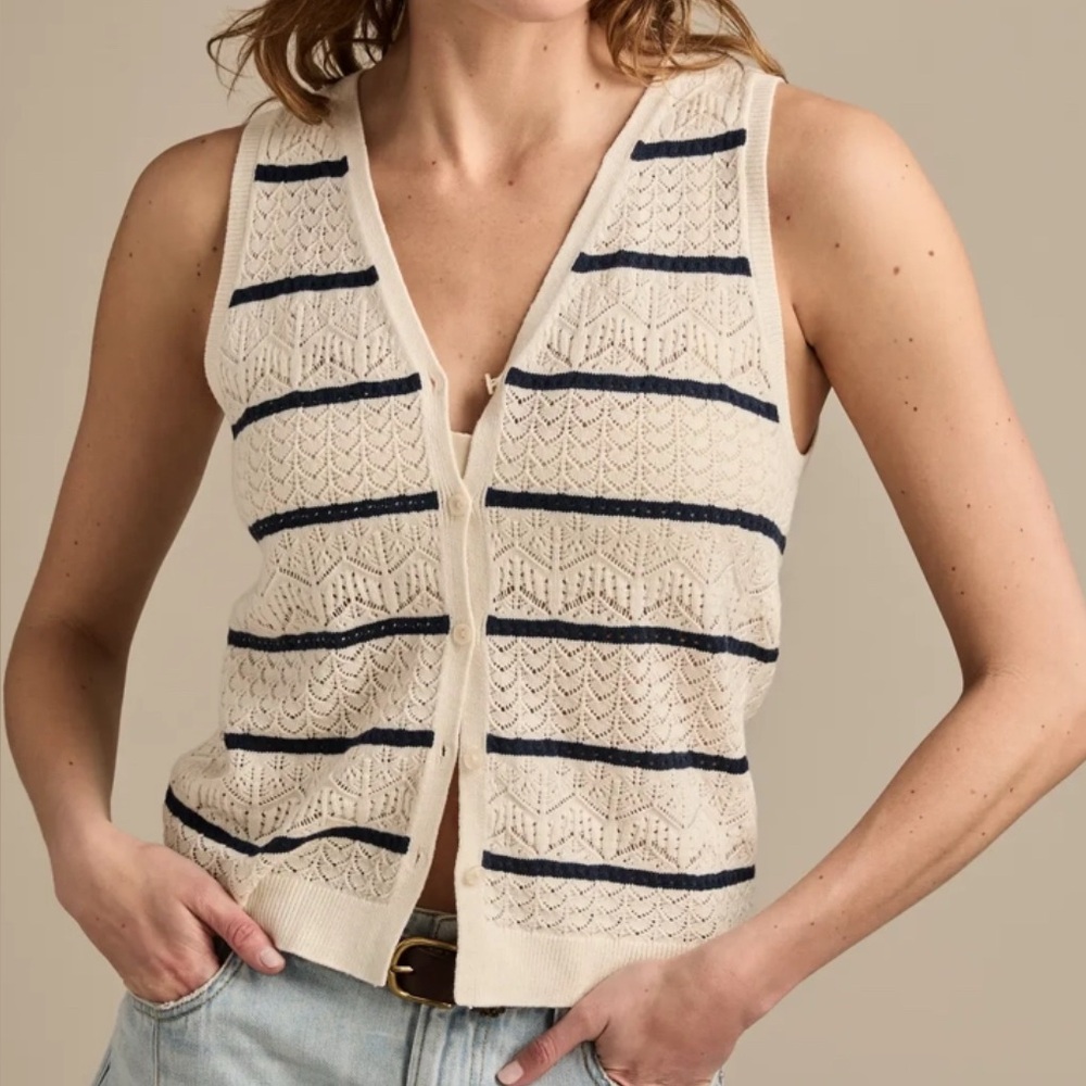 Lucky Brand Button Front Wool Sweater Vest In Turtledove Size Large New